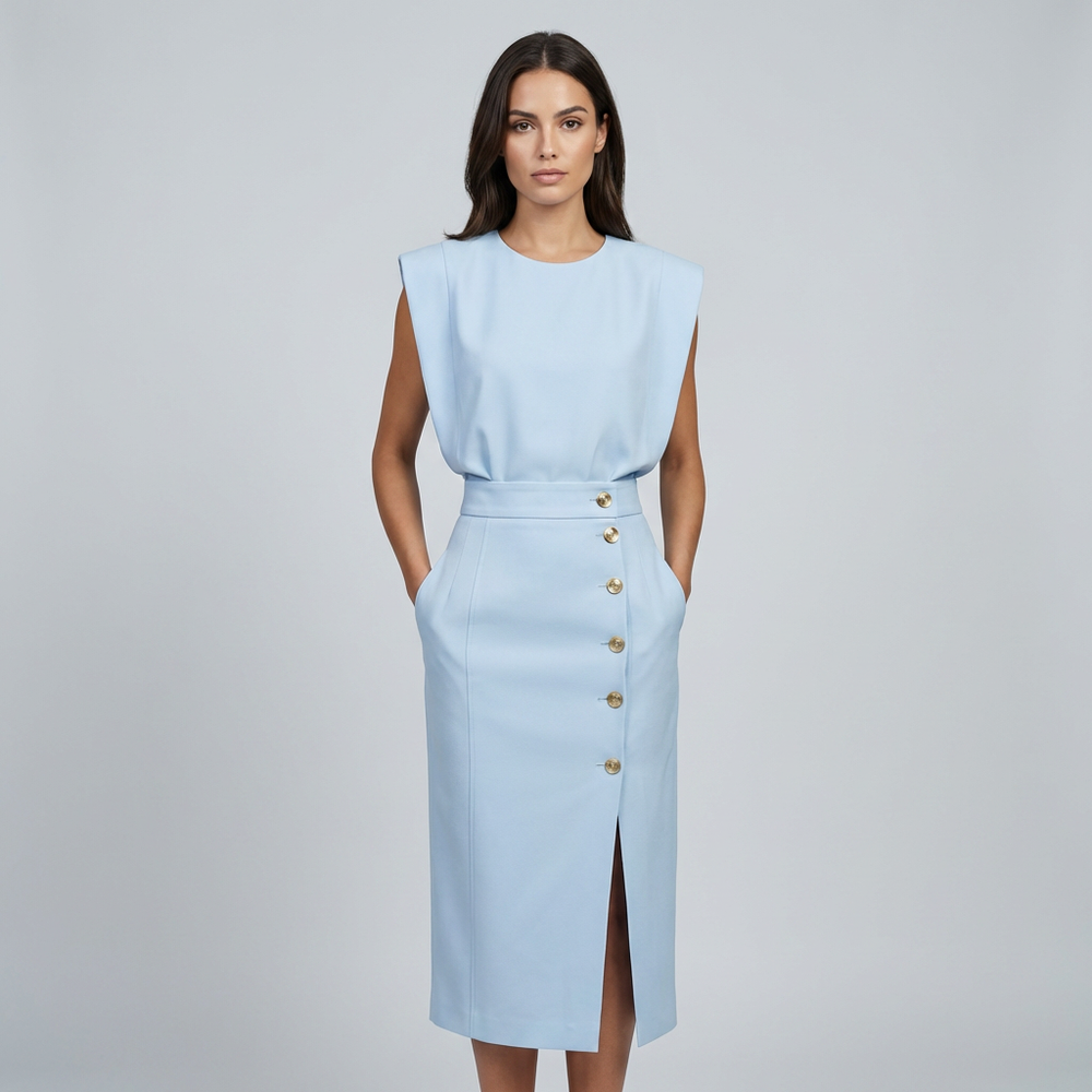 Elegantes Midikleid mit Rundhalsausschnitt für vielseitige Anlässe 1