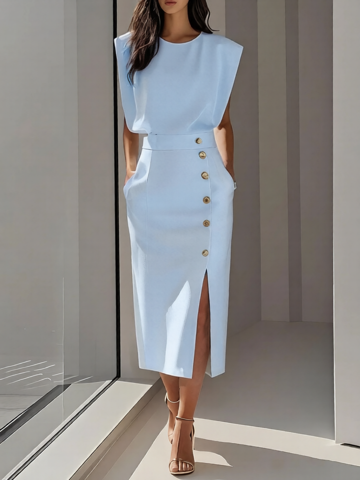Elegantes Midikleid mit Rundhalsausschnitt für vielseitige Anlässe 3
