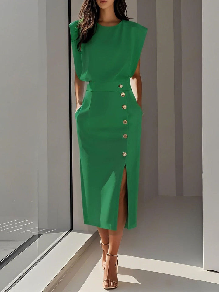 Elegantes Midikleid mit Rundhalsausschnitt für vielseitige Anlässe 4
