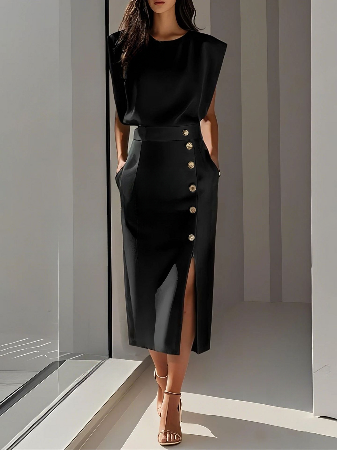 Elegantes Midikleid mit Rundhalsausschnitt für vielseitige Anlässe 7