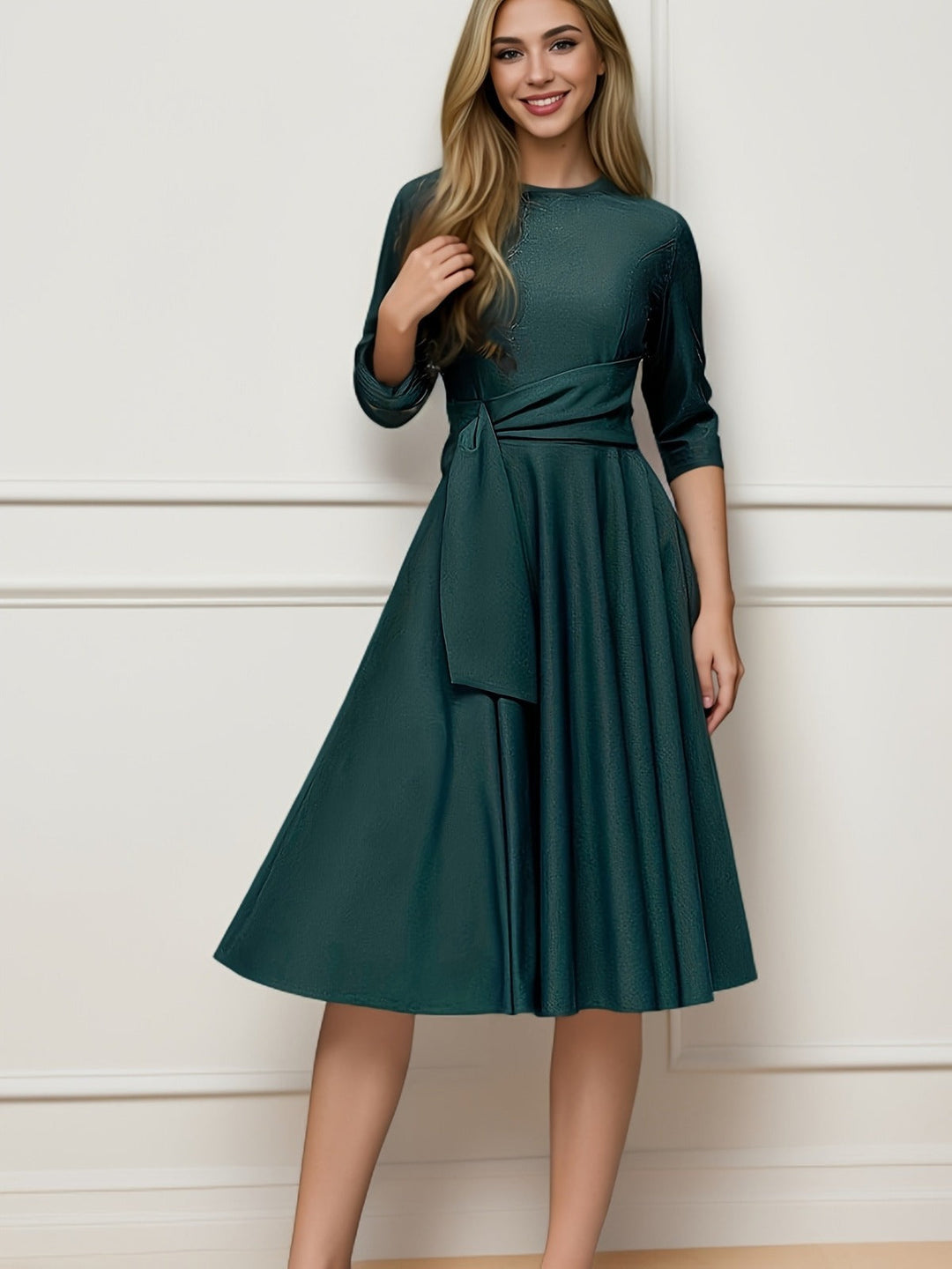 Elegantes Midikleid mit Schleife für Damen – Zeitloser Stil und Komfort 3
