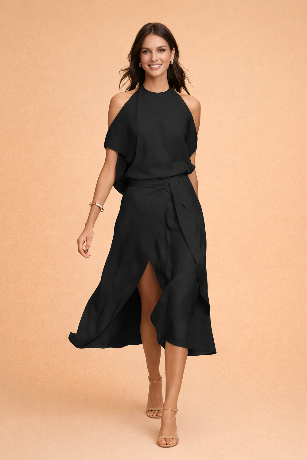 Elegantes Midikleid mit schulterfreiem Design für Damen – Lässiger Stil für Alltag und Events 1