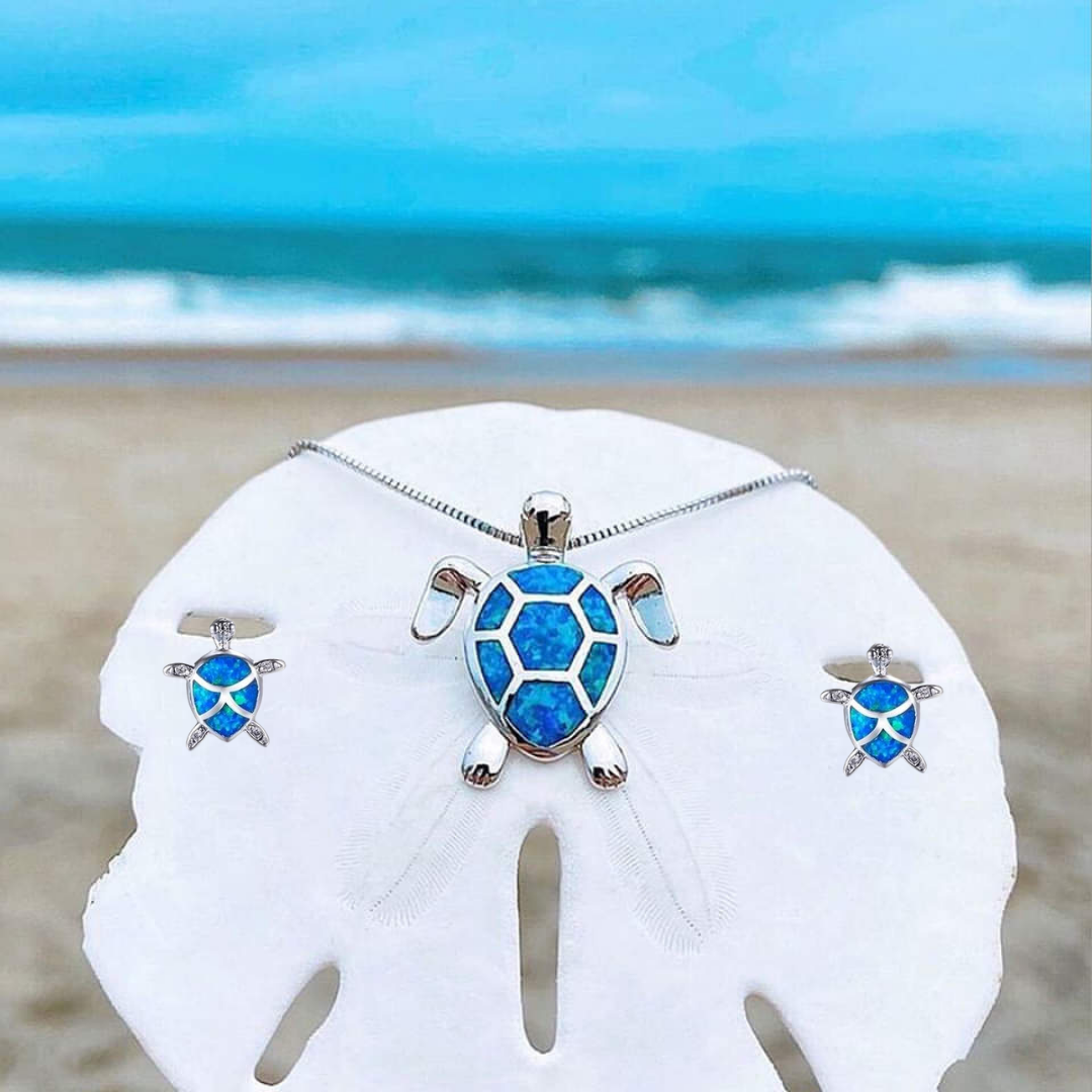 Elegantes Schildkröten-Schmuckset mit Halskette und Ohrringen – Ocean Wonder Design 0