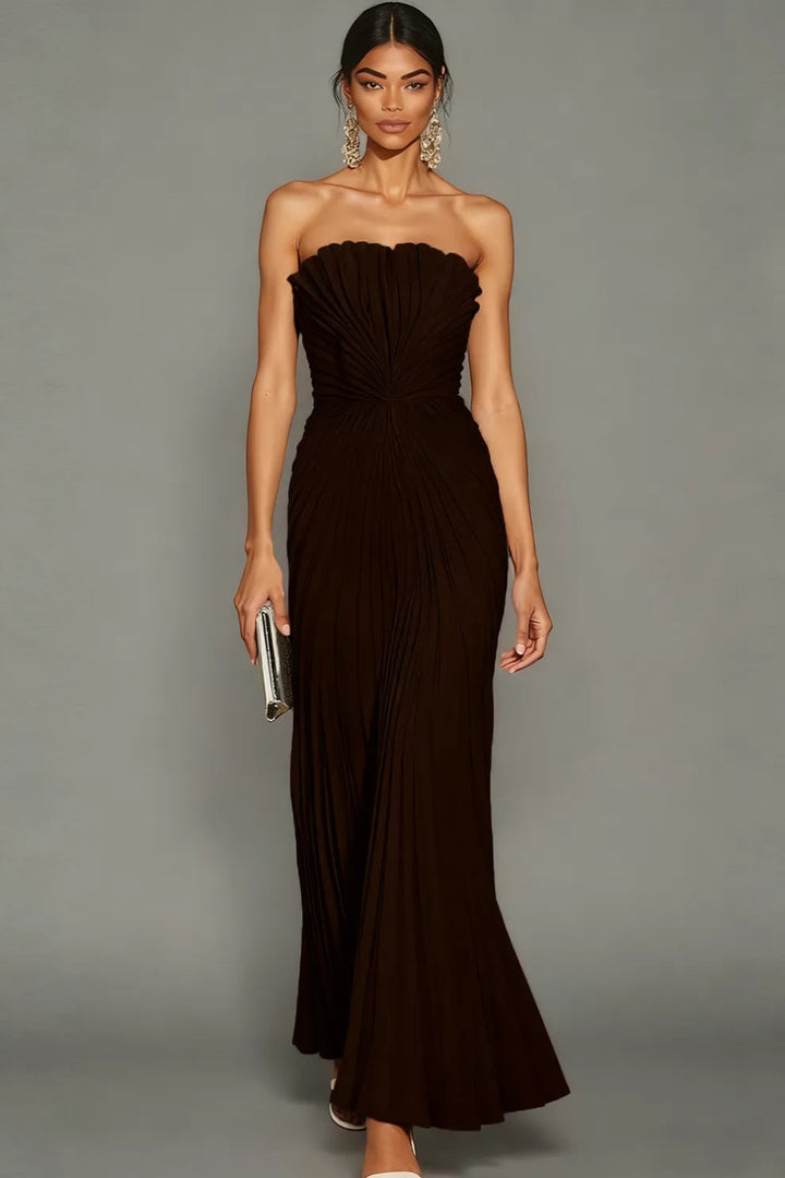 Elegantes, plissiertes, trägerloses Zeremonienkleid für Damen 6
