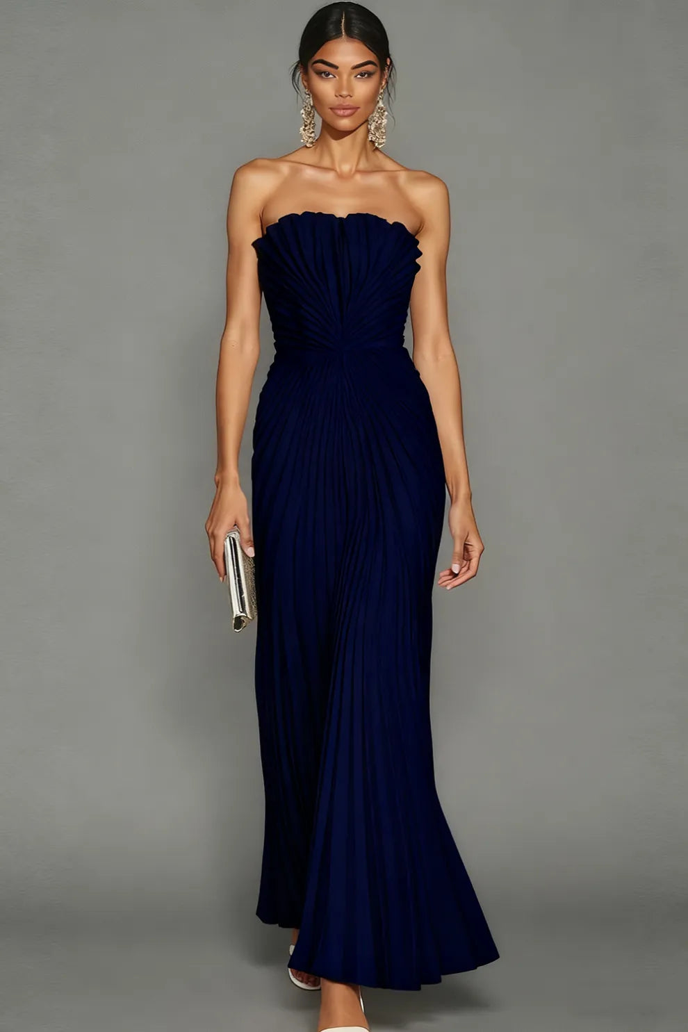 Elegantes, plissiertes, trägerloses Zeremonienkleid für Damen 8