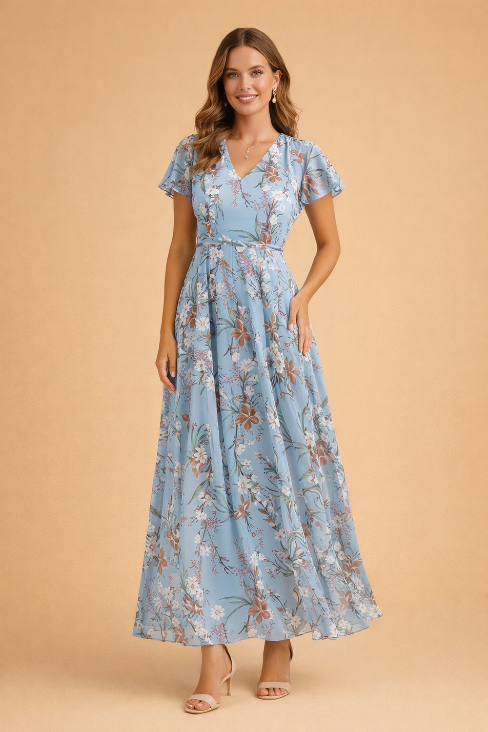 Elegantes florales Midikleid für Damen mit schmeichelhafter Passform 1