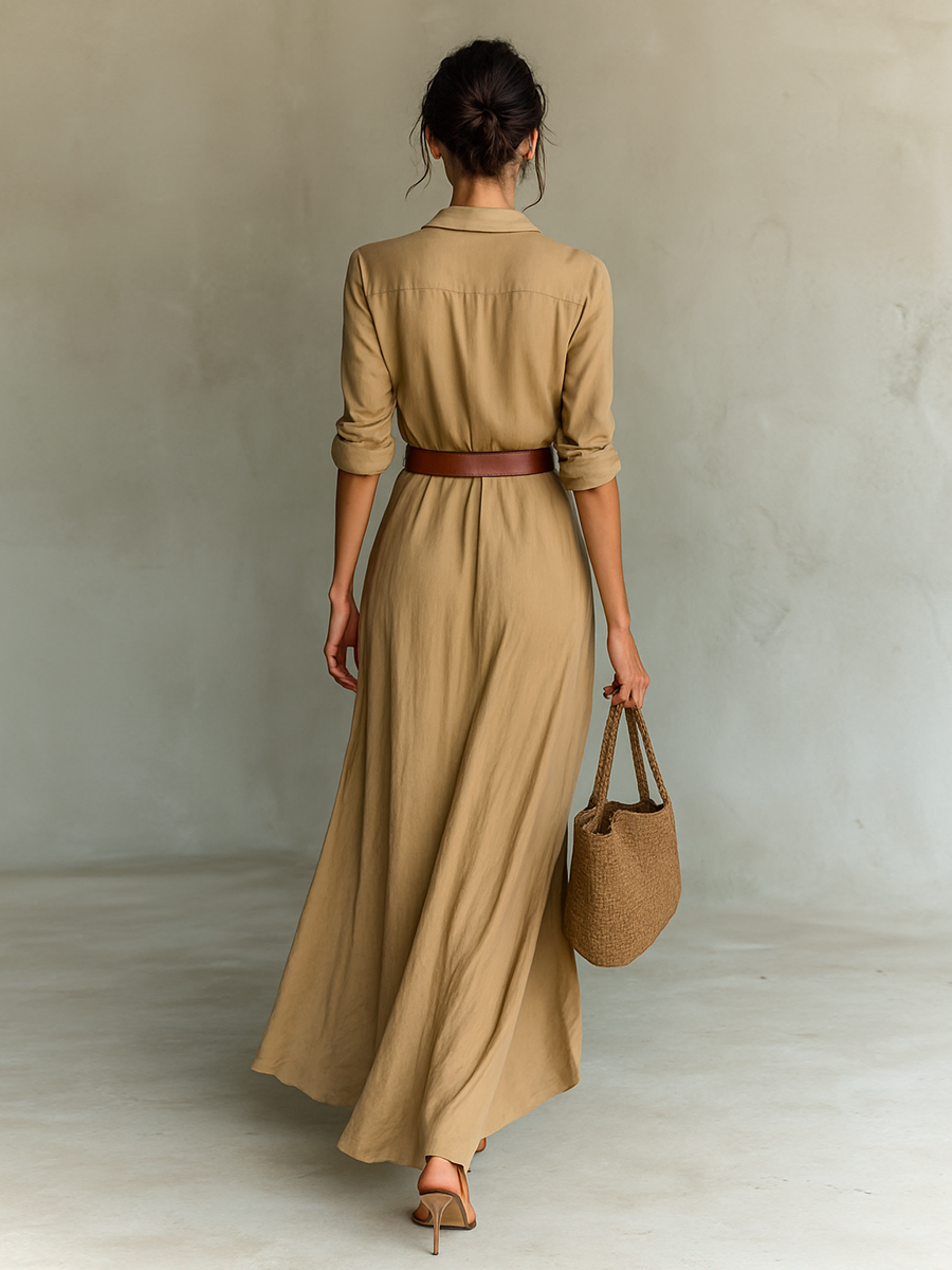Elegantes langes Hemdblusenkleid für Damen – Perfekt für jeden Anlass 3