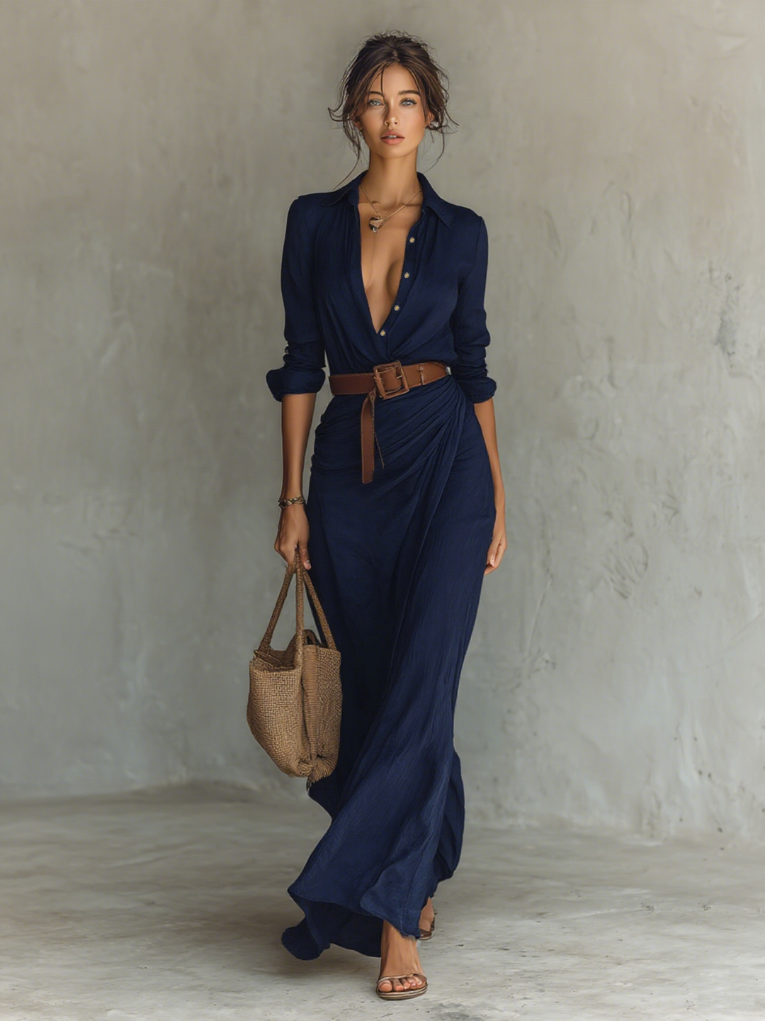 Elegantes langes Hemdblusenkleid für Damen – Perfekt für jeden Anlass 4