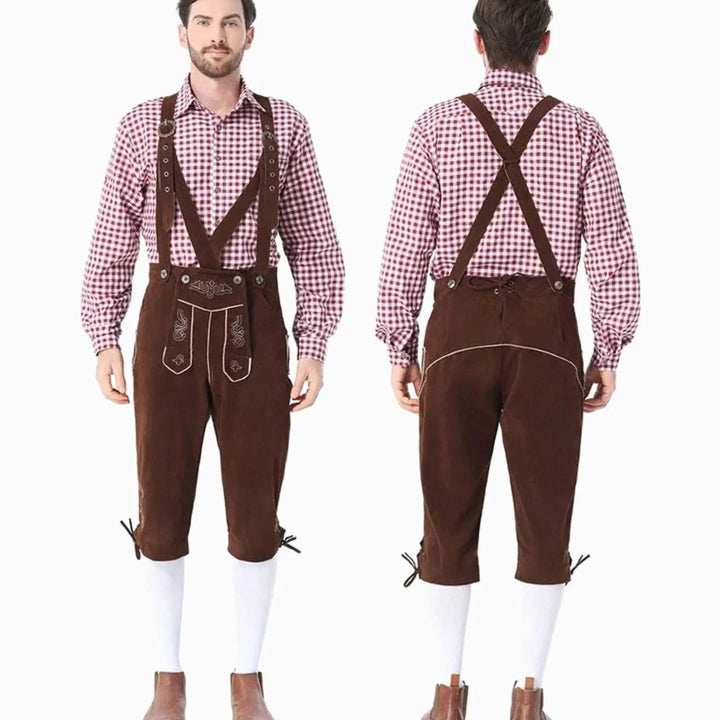 Elias | Herren Oktoberfest Lederhosen Kostüm Set mit Karohemd 1