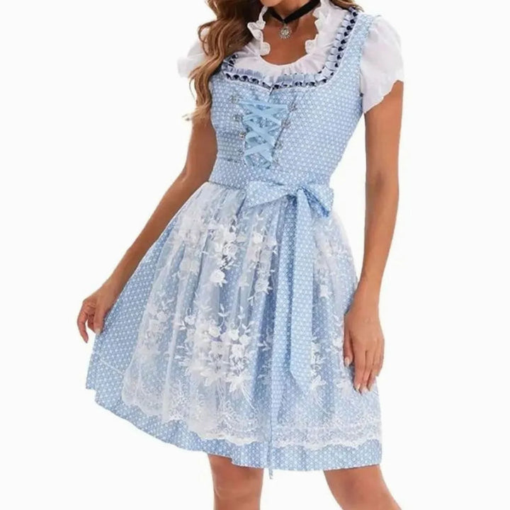 Emilia | Damen Oktoberfest Dirndl Kostüm-Set mit Spitzenschürze und Schnürung 7