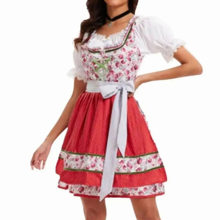Emilia | Damen Oktoberfest Dirndl Kostüm-Set mit Spitzenschürze und Schnürung 9