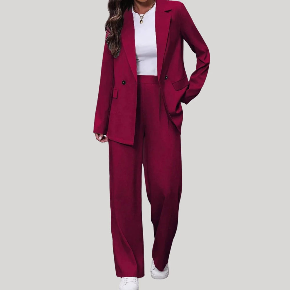 Emilia | Damen Taillierter Zweireihiger Hosenanzug mit Weiter Hose 1