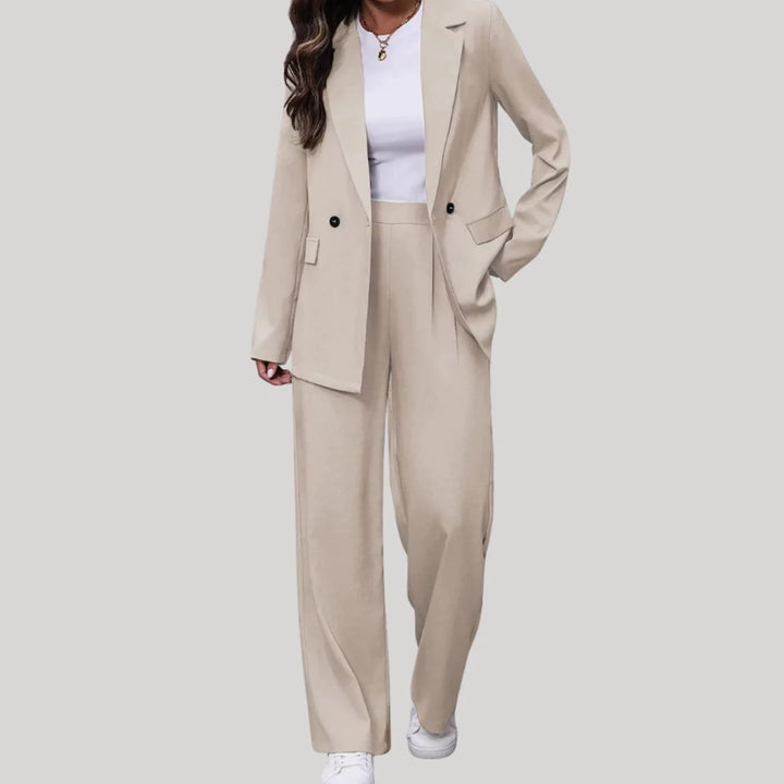 Emilia | Damen Taillierter Zweireihiger Hosenanzug mit Weiter Hose 11