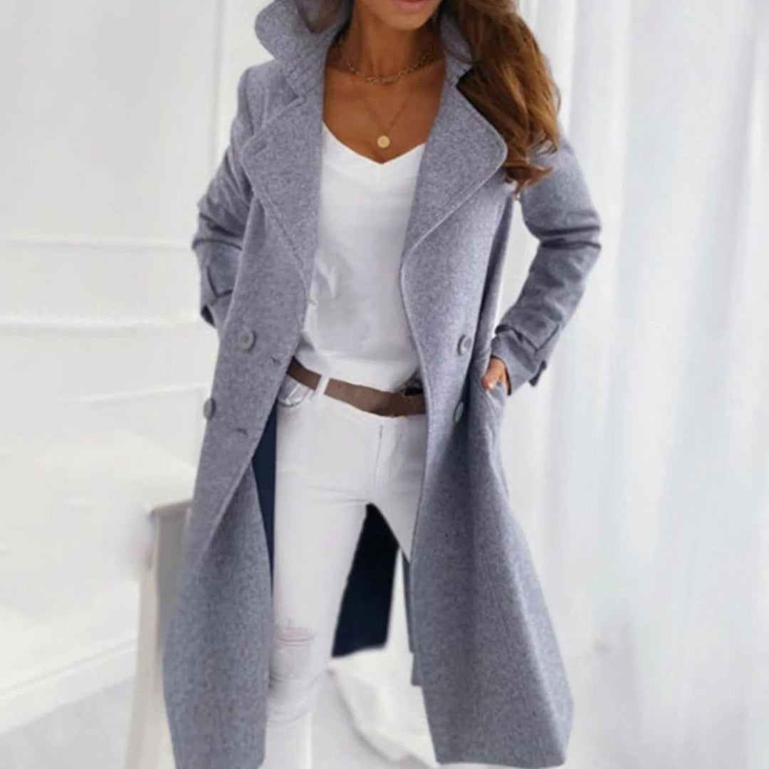 Emilia | Taillierter Wintermantel Damen Eleganter Zweireiher Wollmantel 4