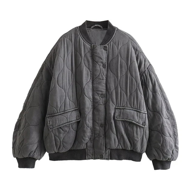 LIESEL | Damen Locker Sitzende Graue Bomberjacke