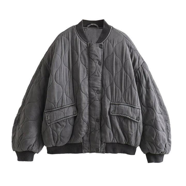 LIESEL | Damen Locker Sitzende Graue Bomberjacke