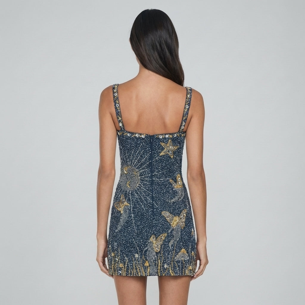 Feminines Glitzer Minikleid Für Besondere Anlässe – Körperbetont Mit Seitenschlitz, Ideal Für Partys Und Romantische Dates 2