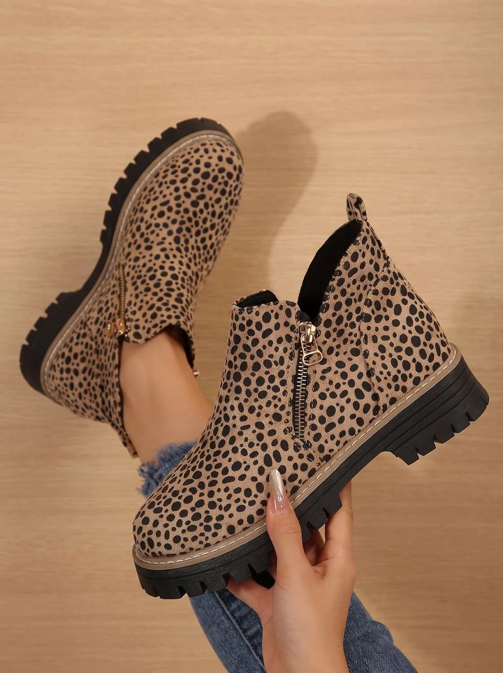 Frieda | Damen Orthopädische Ankleboots mit Leopardenmuster Seitlichem Reißverschluss 3