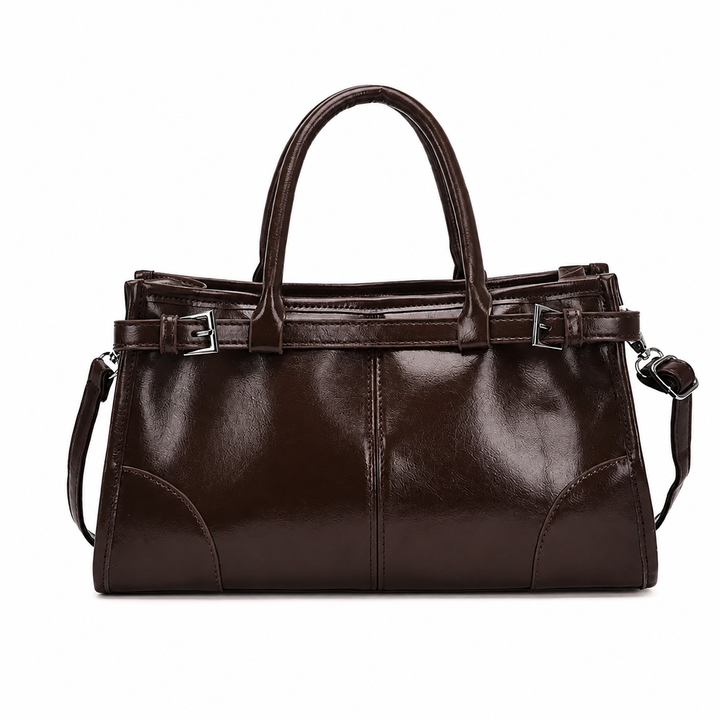 Clara | Große Retro Leder Umhängetasche
