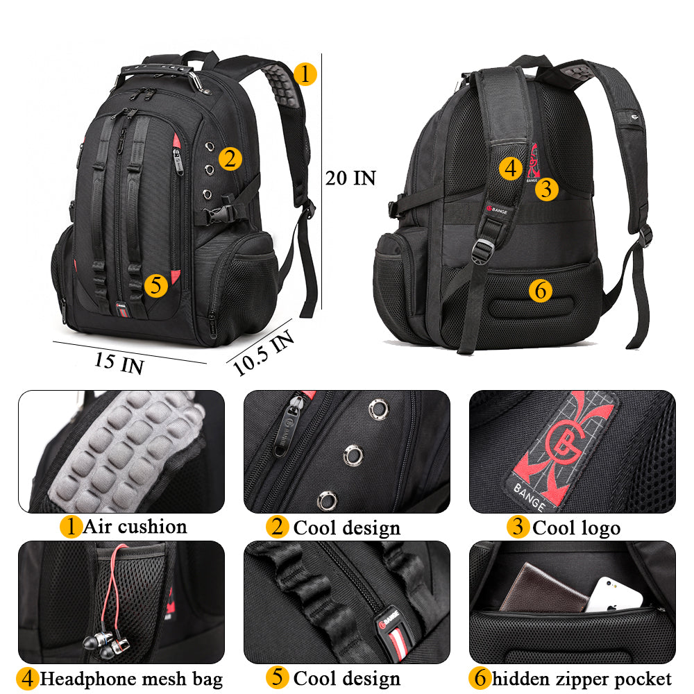 Großer Laptop-Freizeitrucksack 17 Zoll Robuster XL-Hochleistungsreiserucksack 4