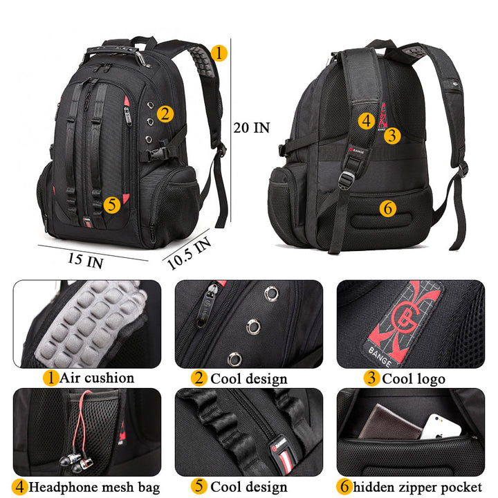 Großer Laptop-Freizeitrucksack 17 Zoll Robuster XL-Hochleistungsreiserucksack 4
