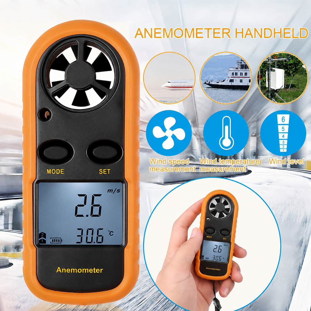 Digitales Windgeschwindigkeitsmesser mit klarem LCD -Display - tragbarer Windemometer für Outdoor -Aktivitäten