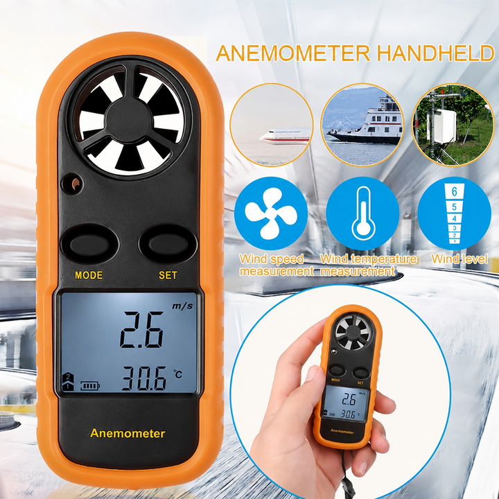 Digitales Windgeschwindigkeitsmesser mit klarem LCD -Display - tragbarer Windemometer für Outdoor -Aktivitäten