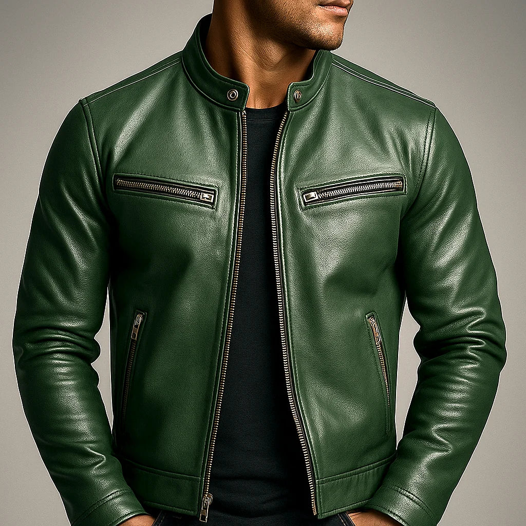 Herren Bikerjacke mit Reissverschluss und Taschen 0