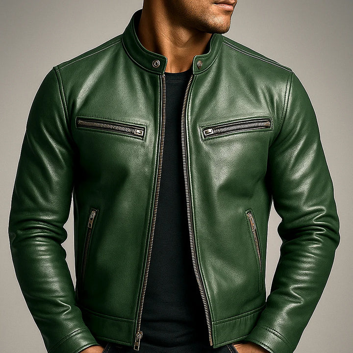 Herren Bikerjacke mit Reissverschluss und Taschen 0
