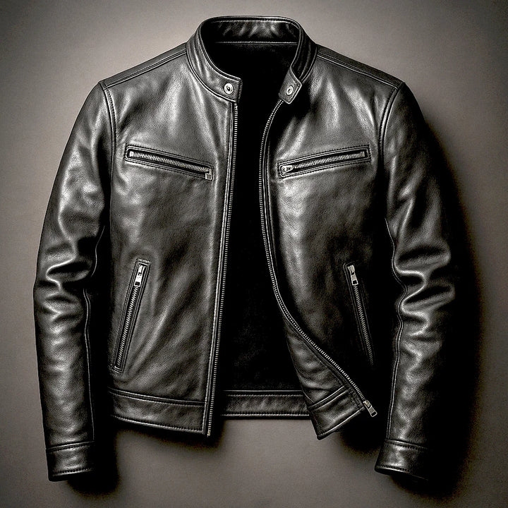 Herren Bikerjacke mit Reissverschluss und Taschen 4