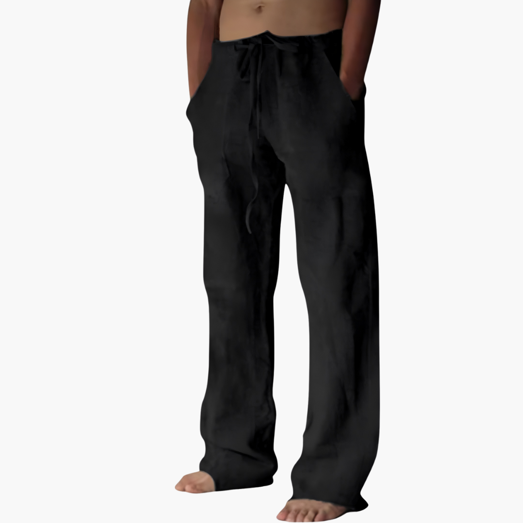 Herren Freizeithose Mit Kordelzug – Bequem, Lässig Und Ideal Für Den Sommer, Atmungsaktiv, Gerades Bein, Zwei Seitentaschen 0