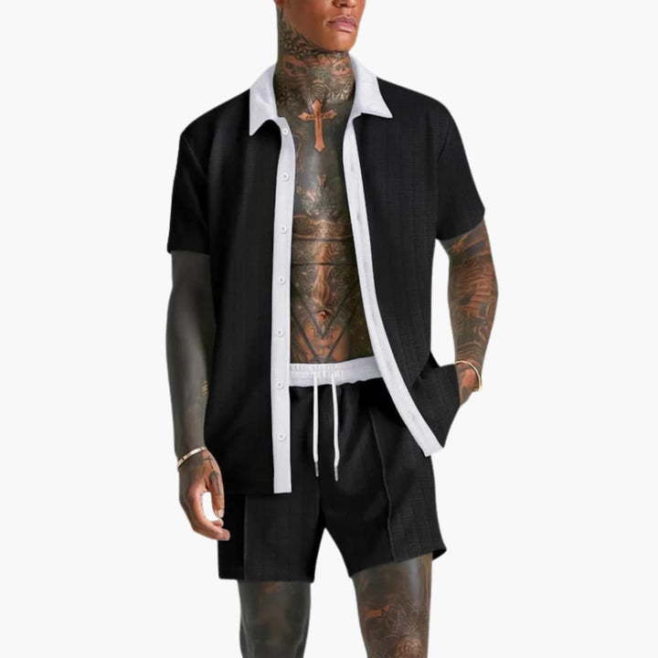 Herren Freizeitset Kurzarmhemd und Shorts für den Sommer – Stilvolles und Bequemes Sommeroutfit für Entspannte Tage 1