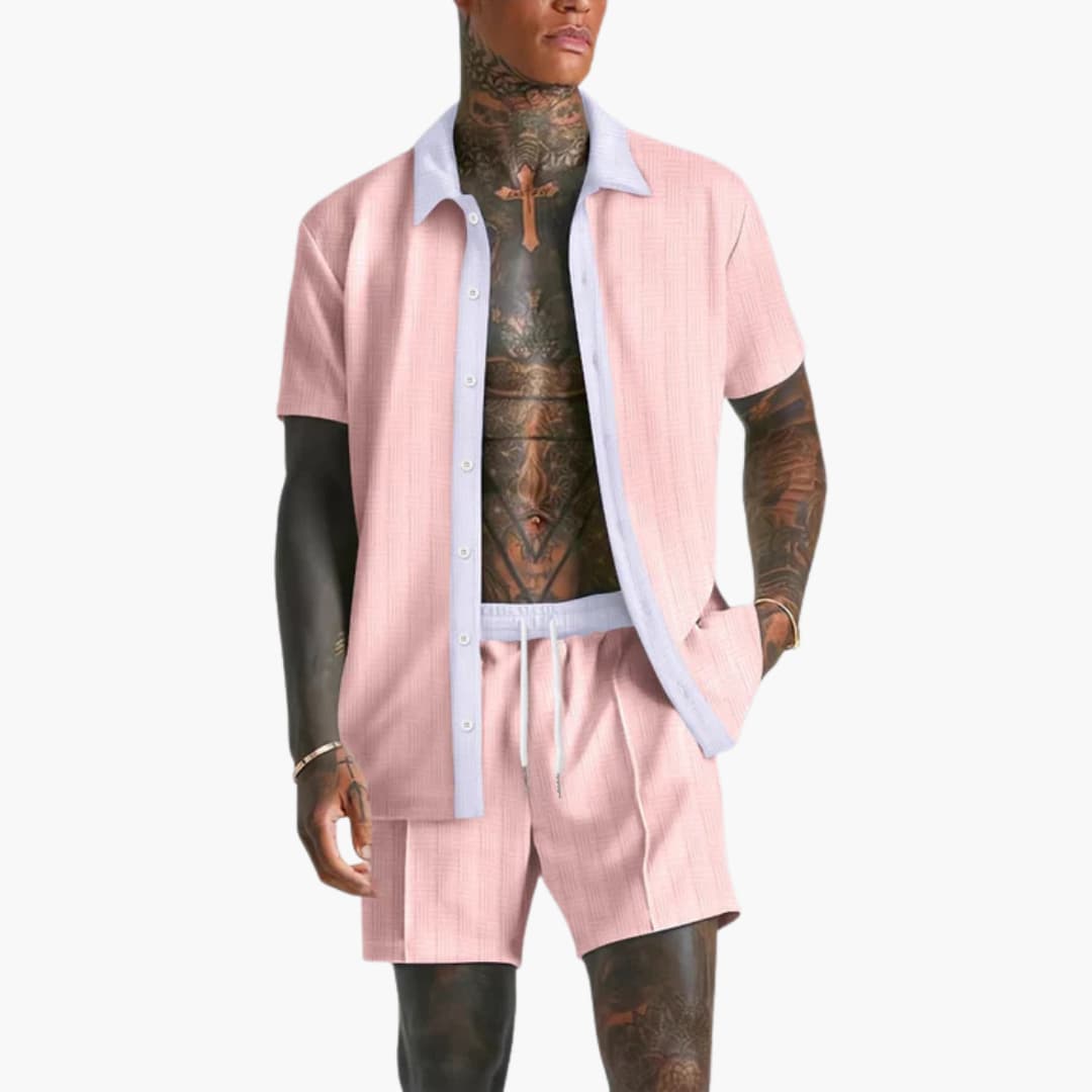 Herren Freizeitset Kurzarmhemd und Shorts für den Sommer – Stilvolles und Bequemes Sommeroutfit für Entspannte Tage 2