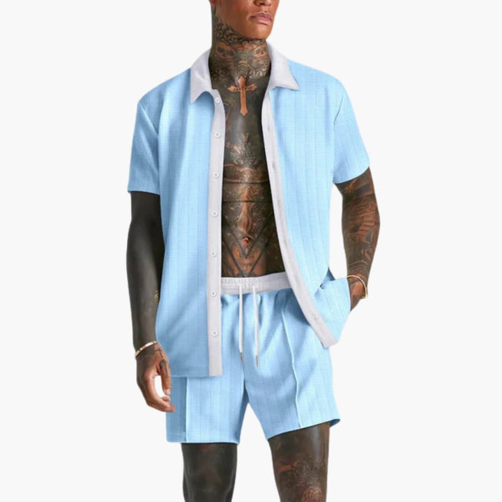 Herren Freizeitset Kurzarmhemd und Shorts für den Sommer – Stilvolles und Bequemes Sommeroutfit für Entspannte Tage 4