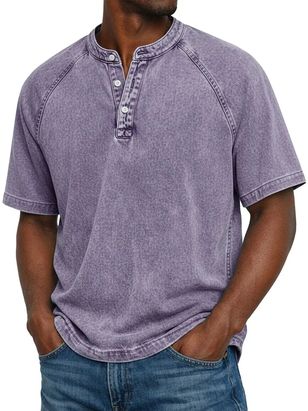 Herren Henley Kurzarm T-Shirt mit entspannter Passform 0