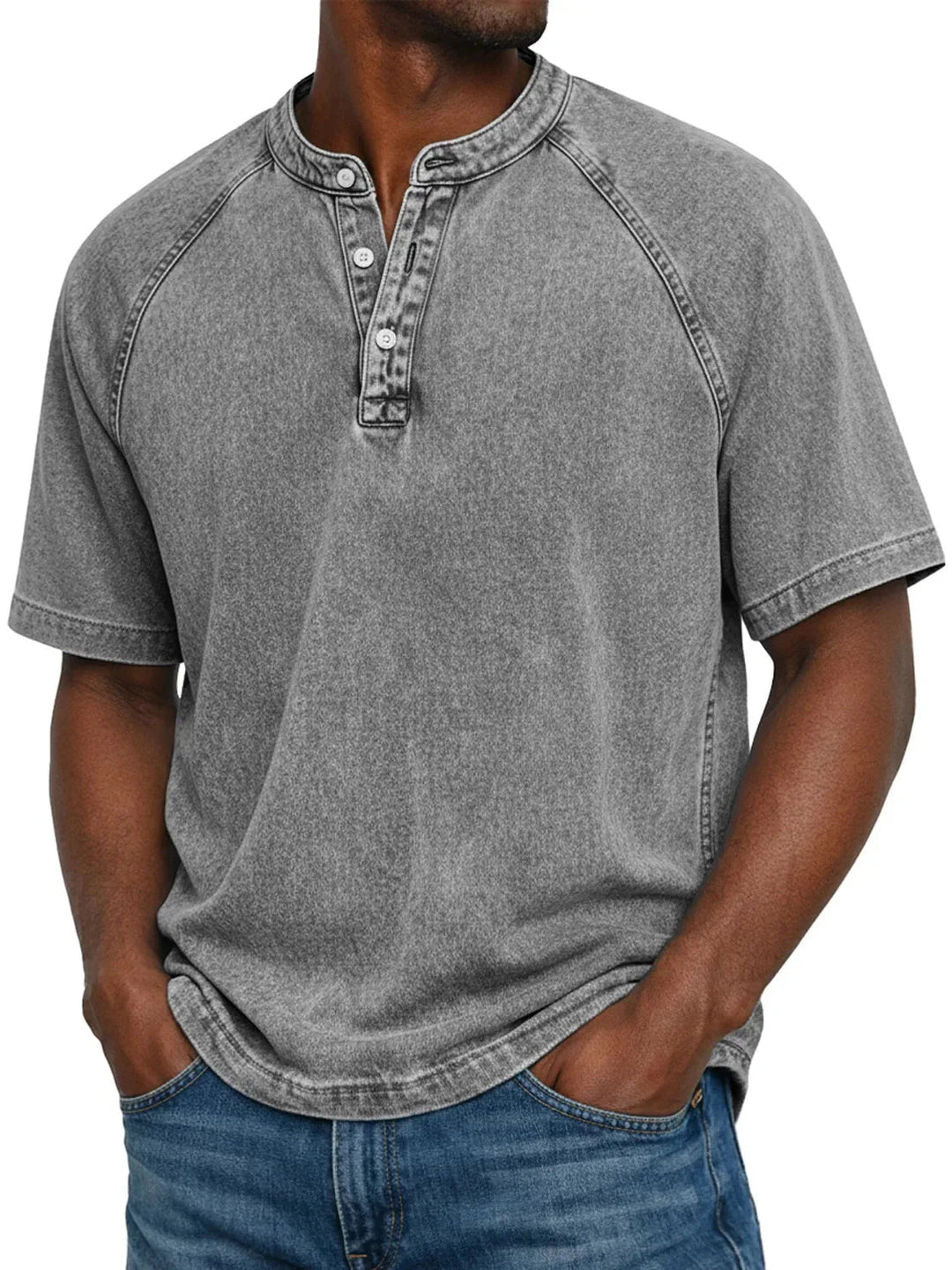 Herren Henley Kurzarm T-Shirt mit entspannter Passform 3