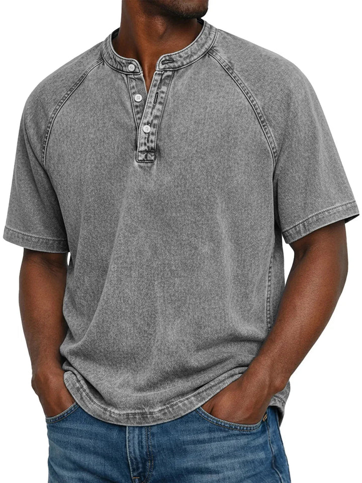 Herren Henley Kurzarm T-Shirt mit entspannter Passform 3