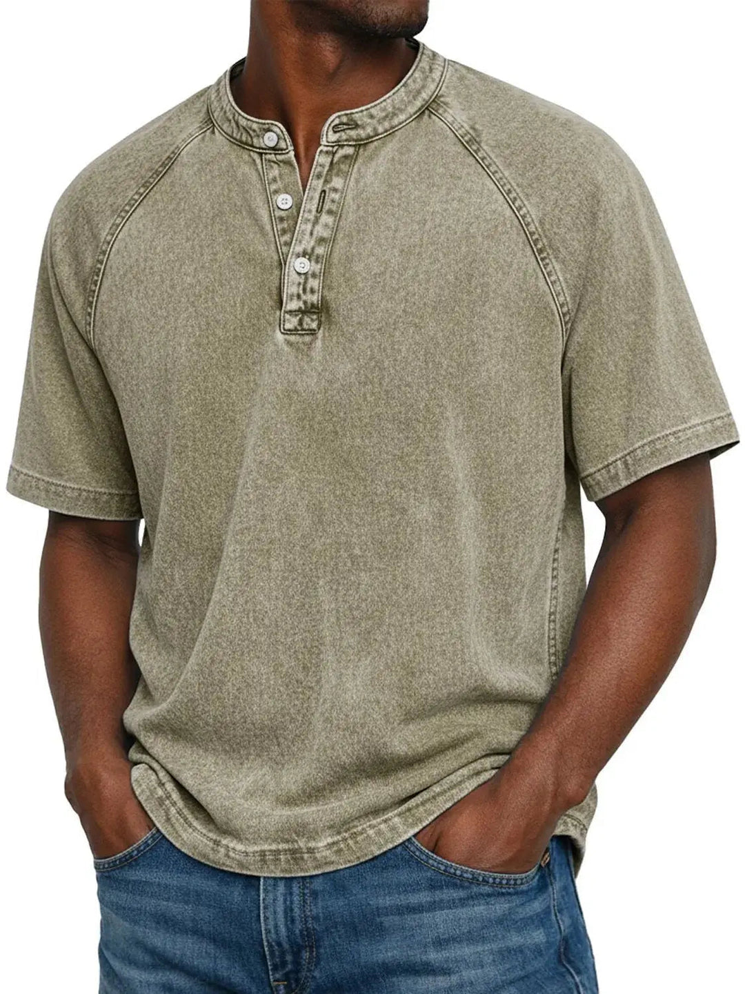 Herren Henley Kurzarm T-Shirt mit entspannter Passform 8