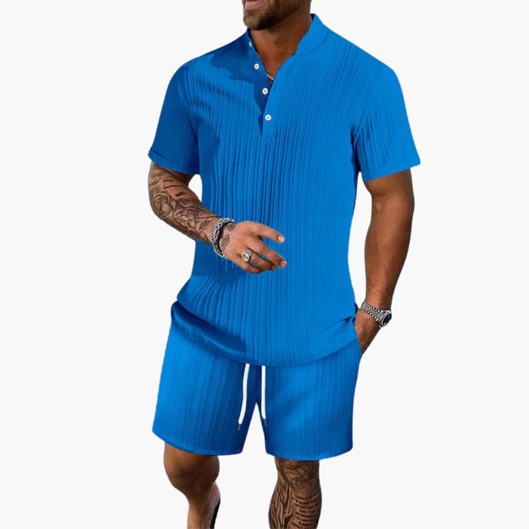 Herren Sommer Set Poloshirt und Shorts für Strand und Stadt, Atmungsaktiv, Lässig, Bequem, Vielseitig 0