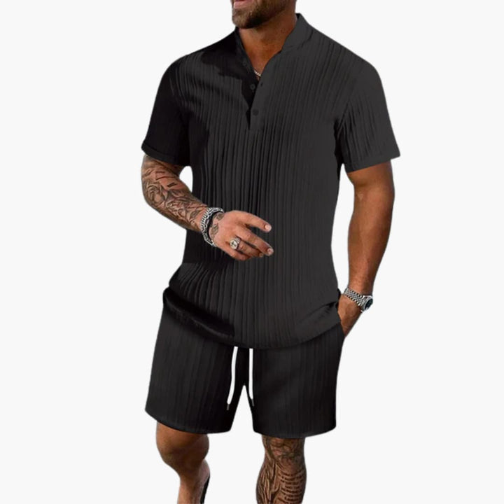 Herren Sommer Set Poloshirt und Shorts für Strand und Stadt, Atmungsaktiv, Lässig, Bequem, Vielseitig 1
