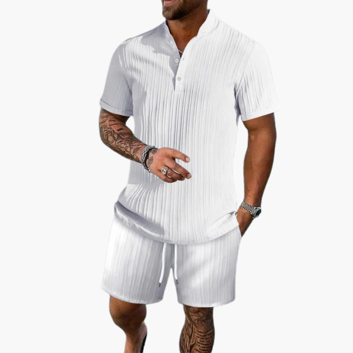 Herren Sommer Set Poloshirt und Shorts für Strand und Stadt, Atmungsaktiv, Lässig, Bequem, Vielseitig 2