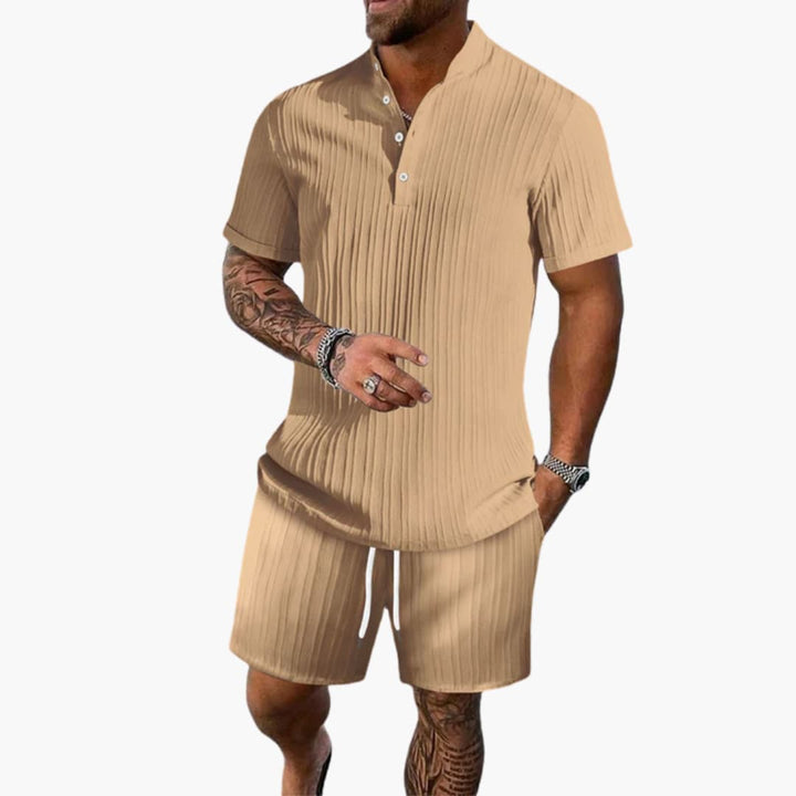 Herren Sommer Set Poloshirt und Shorts für Strand und Stadt, Atmungsaktiv, Lässig, Bequem, Vielseitig 3