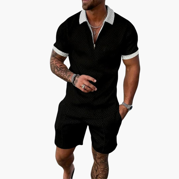 Herren Sommer Zweiteiler Mit Reißverschluss Und Shorts Für Freizeit Aktivitäten 0