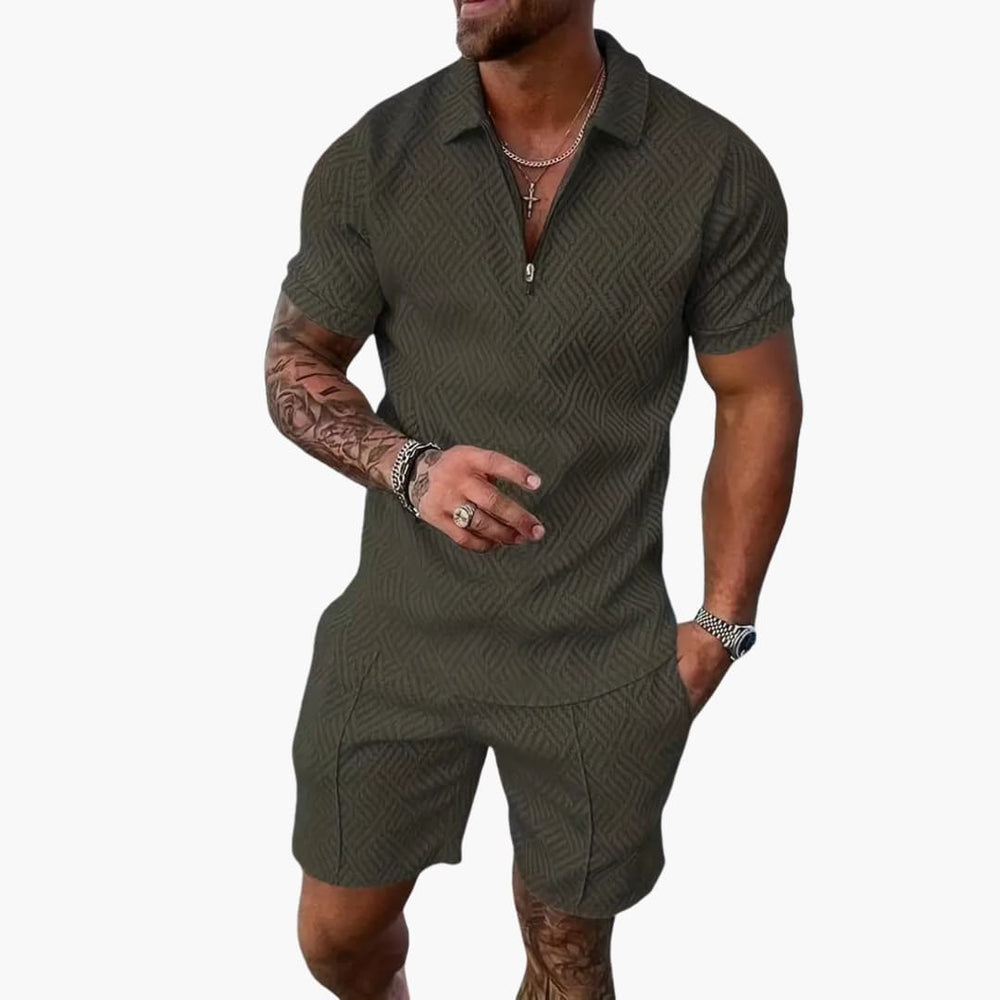 Herren Sommer Zweiteiler Mit Reißverschluss Und Shorts Für Freizeit Aktivitäten 1
