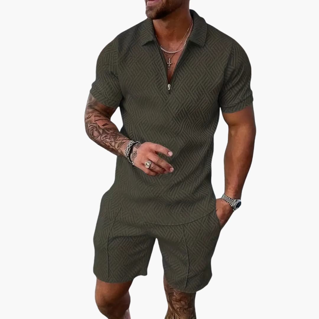 Herren Sommer Zweiteiler Mit Reißverschluss Und Shorts Für Freizeit Aktivitäten 1