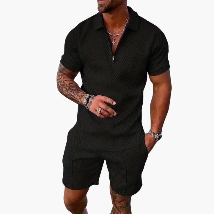 Herren Sommer Zweiteiler Mit Reißverschluss Und Shorts Für Freizeit Aktivitäten 2