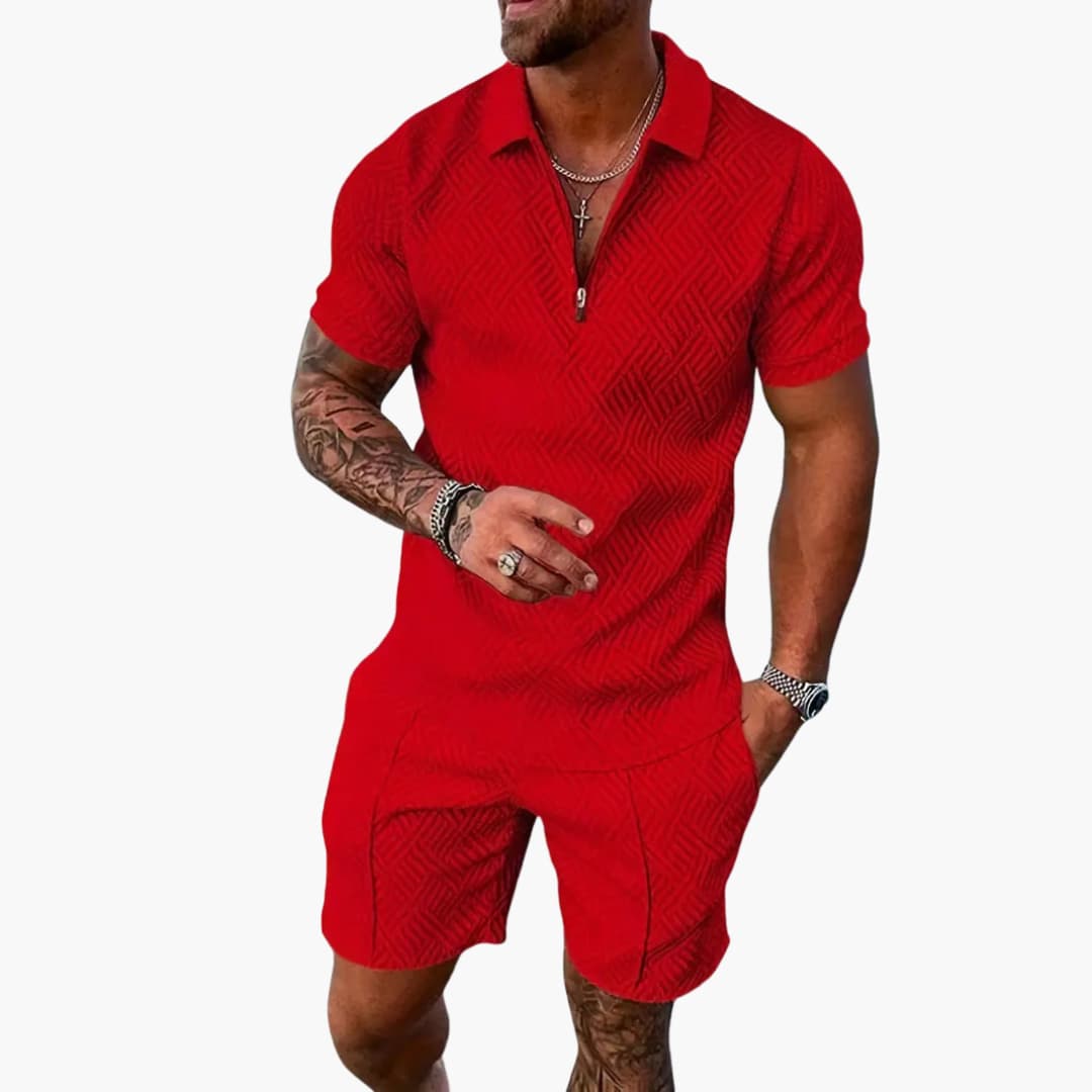 Herren Sommer Zweiteiler Mit Reißverschluss Und Shorts Für Freizeit Aktivitäten 4