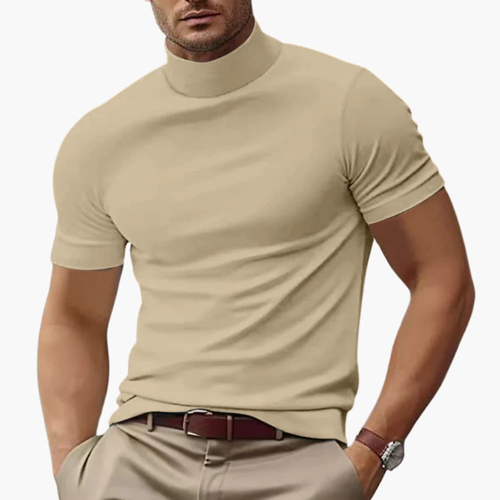 Herren T-Shirt Rollkragen Kurzarm – Elegantes Herren T-Shirt Für Lässige Sommerlooks 1