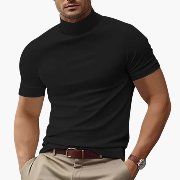 Herren T-Shirt Rollkragen Kurzarm – Elegantes Herren T-Shirt Für Lässige Sommerlooks 2