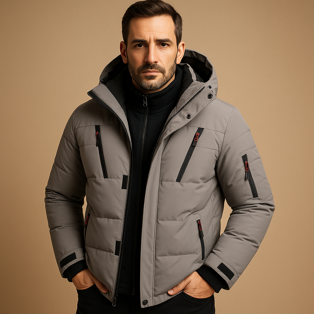 Herren Winterjacke Robuste Dick Gefütterte Jacke Mit Reißverschluss Für Kalte Tage 1